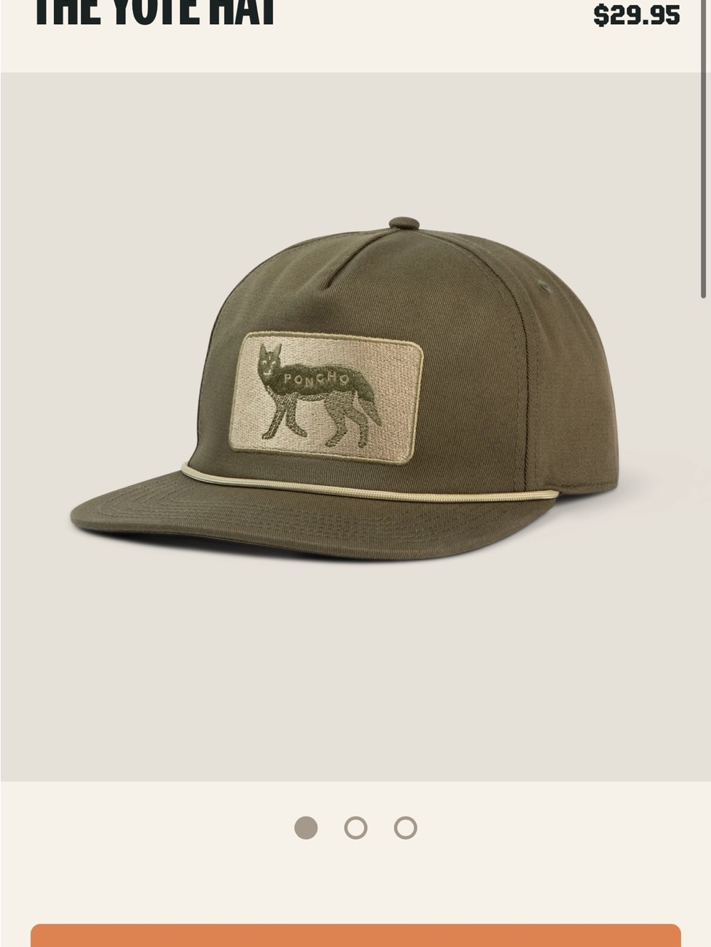 Poncho Olive Green Yote Hat